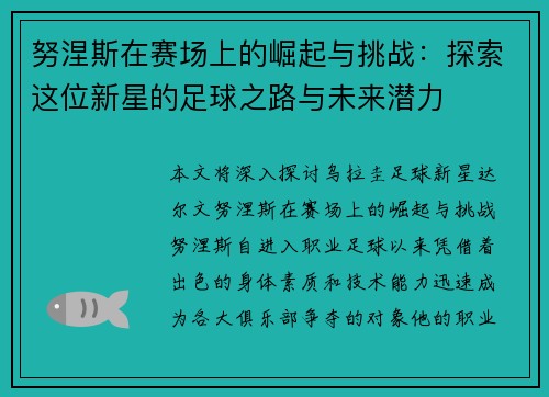 努涅斯在赛场上的崛起与挑战：探索这位新星的足球之路与未来潜力
